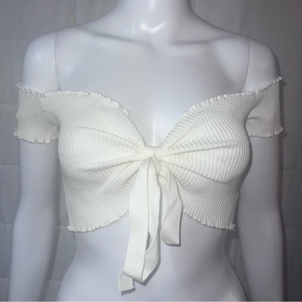 Windsor Off White Short Sleeve Crop Top SZ XS